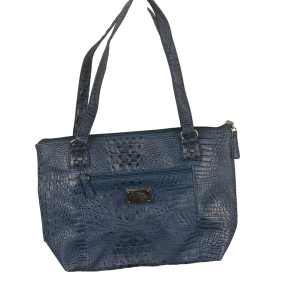 Marc Fisher Blue Croc Embossed Faux Leather Tote Shoulder Bag - Picture 1 of 14